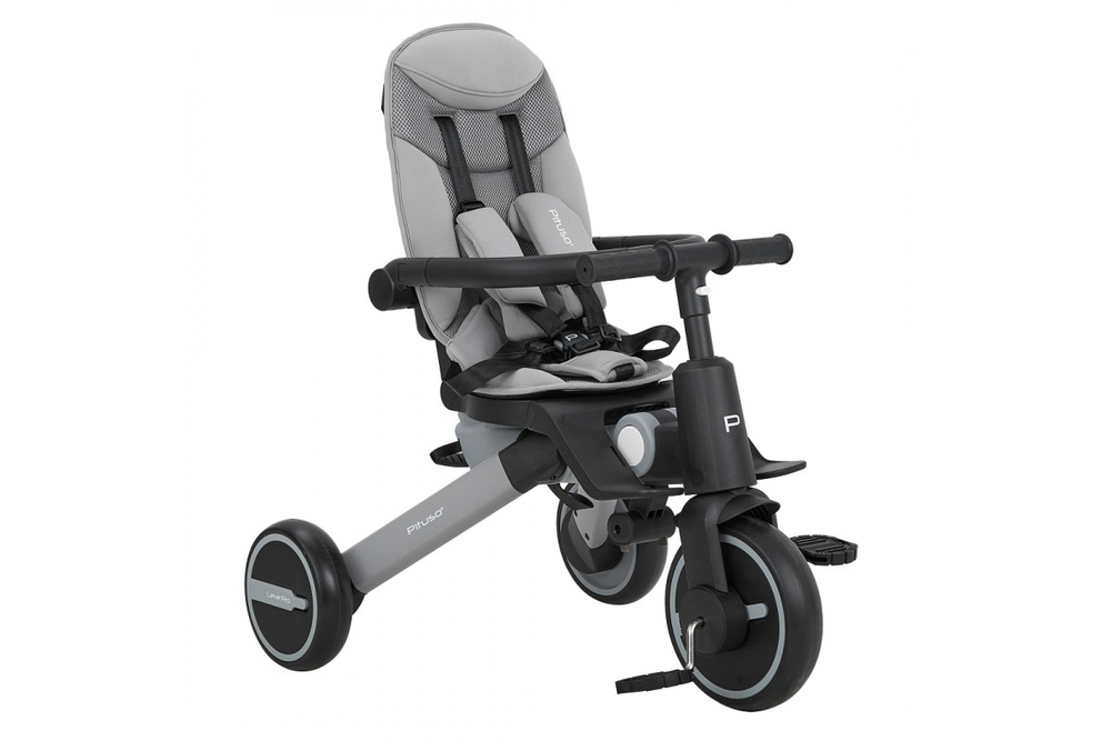 PITUSO Велосипед трехколесный Leve Pro, складной, с сумкой, Grey/Серый (серая рама)