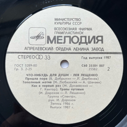 Винтажная виниловая пластинка LP Лев Лещенко, Что Нибудь Для Души (СССР 1987)