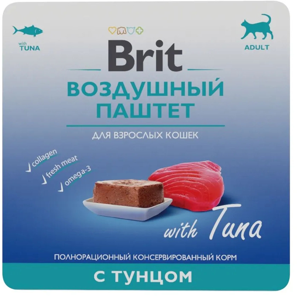 BRIT PREMIUM, Воздушный паштет для взрослых кошек, Тунец, 100 гр.
