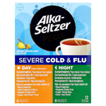 Alka-Seltzer Plus, От сильной простуды и гриппа, днем и ночью, с медом и цедрой лимона, 12 пакетиков