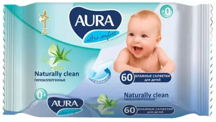 Влажные салфетки Aura Ultra Comfort, детские, 60 шт