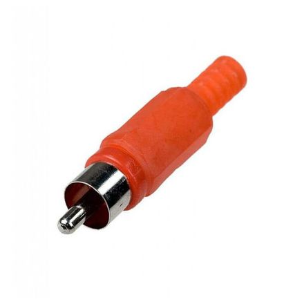 Разъем RCA "шт" пластик на кабель, красный
