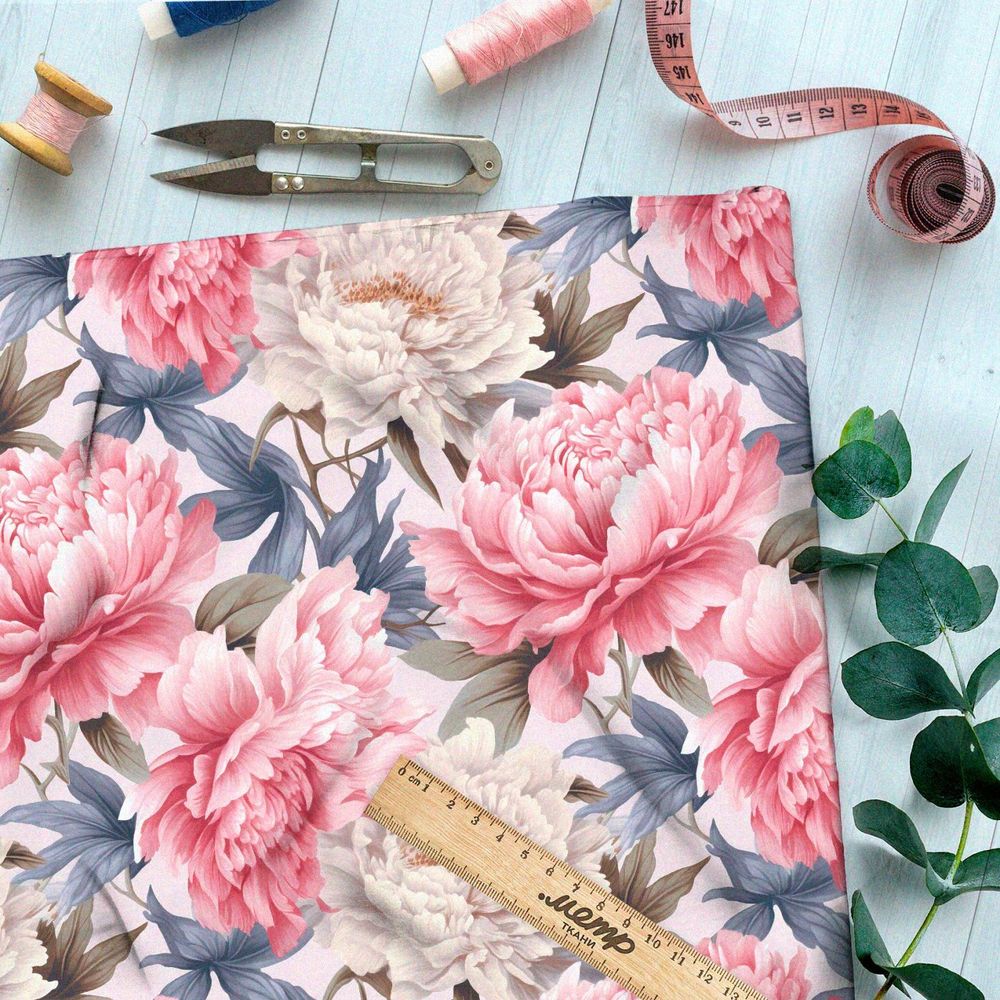 Ткань премиум таффета мелодия цветов