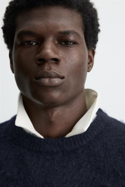 ZARA СВИТЕР ИЗ РЕЛЬЕФНОЙ ТКАНИ, МОРСКОЙ СИНИЙ