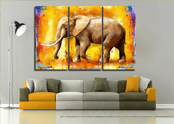 Модульная картина "Живописный слон"