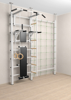 Шведская стенка Sv Sport враспор (Турник стандарт/Брусья/Скамья/Канат/Kольца/Лестница/Канатный лаз/Сетка)