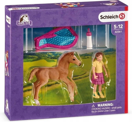 Жеребенок Schleich с одеялом и лошадью-няней 42361