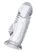 Прозрачная насадка на пенис с шипиками и коготком - 13,5 см. (Цвет: прозрачный)