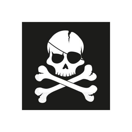 Салфетки чёрные Череп Пирата, 20 штук