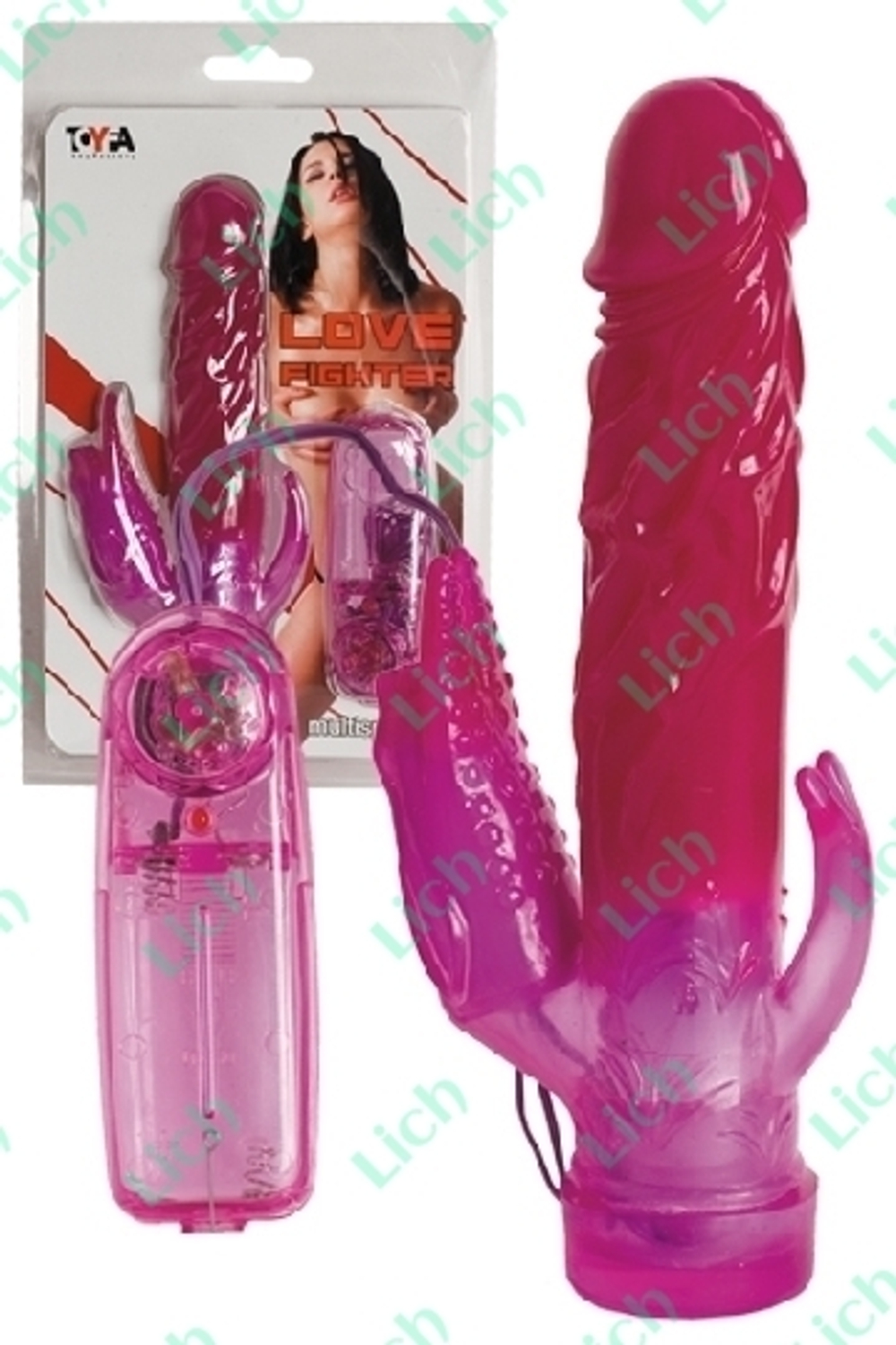 Вибратор со стимулятором клитора и ануса LOVE FIGHTER