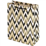 Пакет подарочный бумажный Alingar, (XL) 31х40х12 см, "Черно-белый паттерн", ламинация, тиснение фольга, ассорти