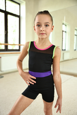 Комбинезон для гимнастики Bright (шорты, короткий рукав)