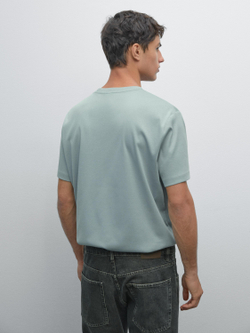 Massimo Dutti Футболка из 100% хлопка, пастельно-голубой