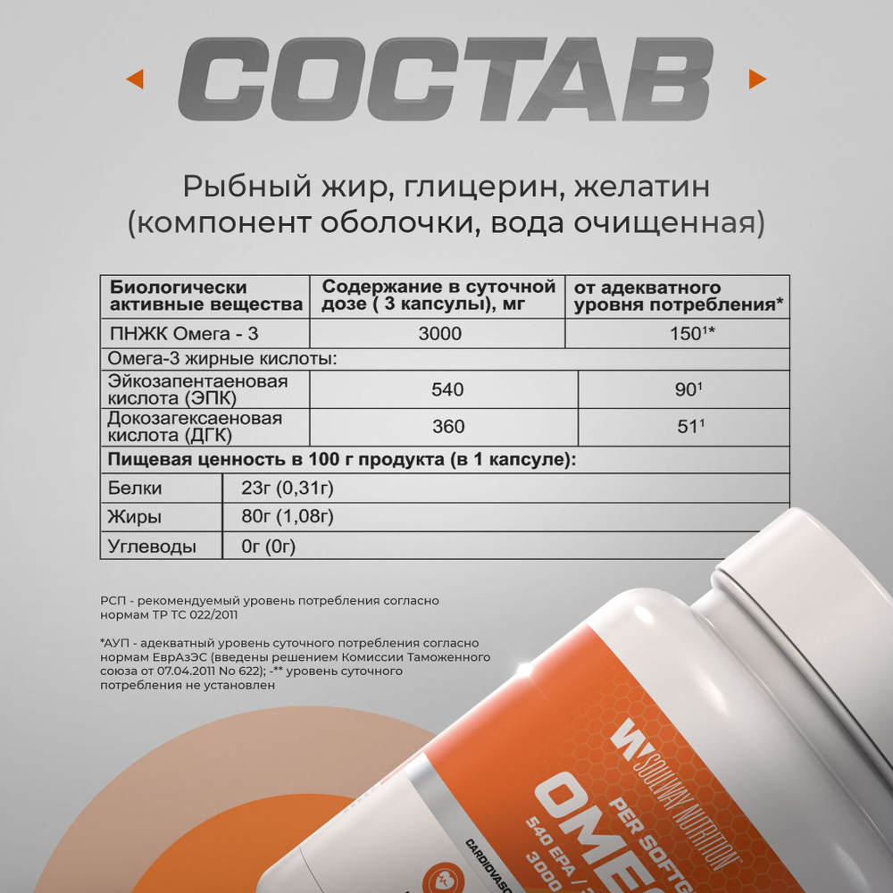 Омега 3 3000 мг 300 капсул