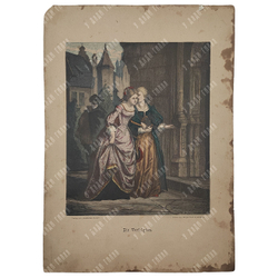 Подслушивающий. Гравюра на металле, акварель. Дрезден, 2-я пол. XIX в.