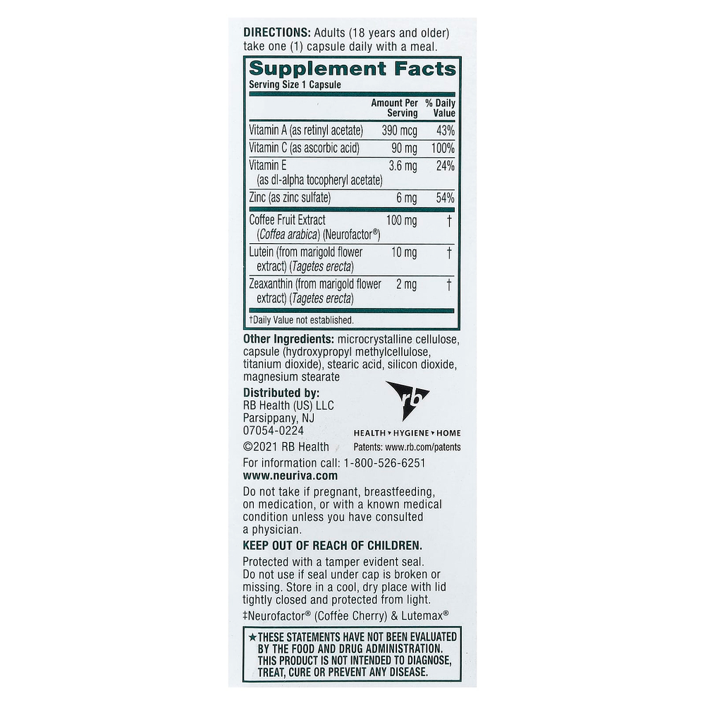 Schiff, Neuriva®, добавка для улучшения работы мозга, 30 капсул