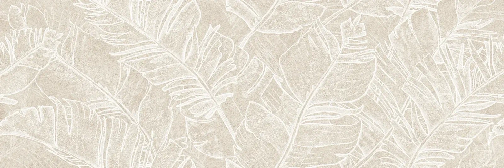 Настенная плитка Alma Ceramica TWU3090GAR14R Garden 30x90 бежевая матовая под камень / с листьями