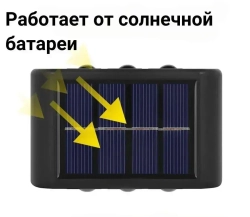 Светодиодный уличный настенный светильник с 2 лампами водонепроницаемый на солнечной батарее 4 лампы Теплый