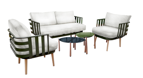Набор мебели Эшланд арт.GS066 темно-зеленый, светло-серый 1 уп. (2 стола+2 кресла+диван, подушки беж.) "Garden story"