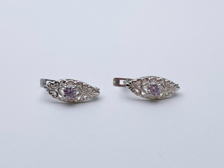 Серьги из серебра/Без покрытия/Со вставкой из фианитов