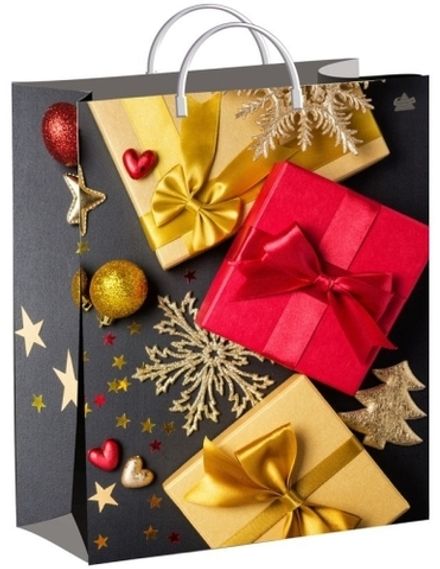 Подарочные пакеты "Подарки на сером" 30х40+10см 150мкм (1/40шт)