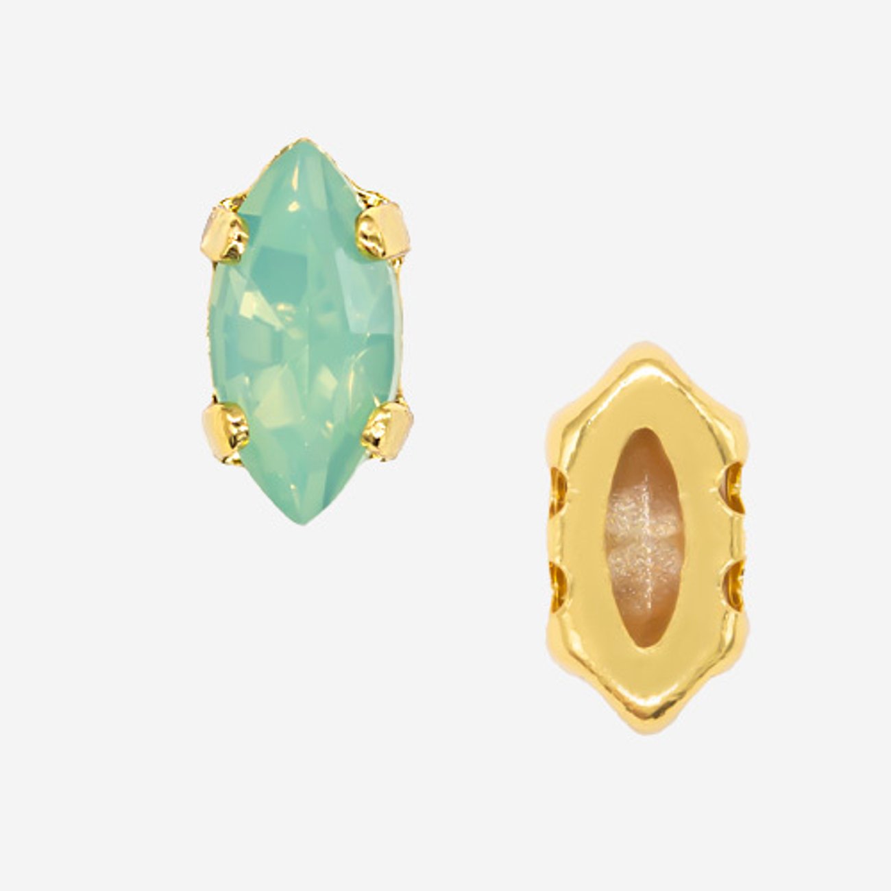Кристалл Маркиз (Marquise Fancy Stone) в цапах, оттенок "Тихоокеанский Опал"/"Pacific Opal", 8*4мм, позолота