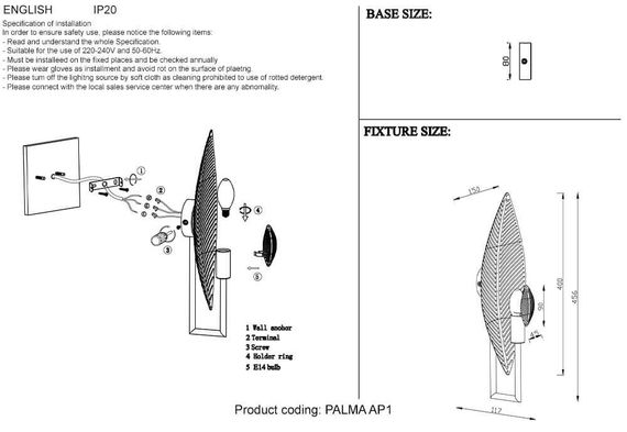 Бра Crystal Lux Palma AP1 Bronze