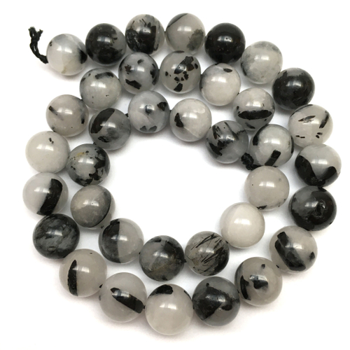 Кварц турмалиновый 10 мм, бусины - шарики