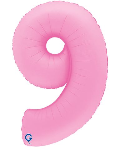 Шар (40''/102 см) Цифра, 9, Розовая Сакура, Матовый, 1 шт.