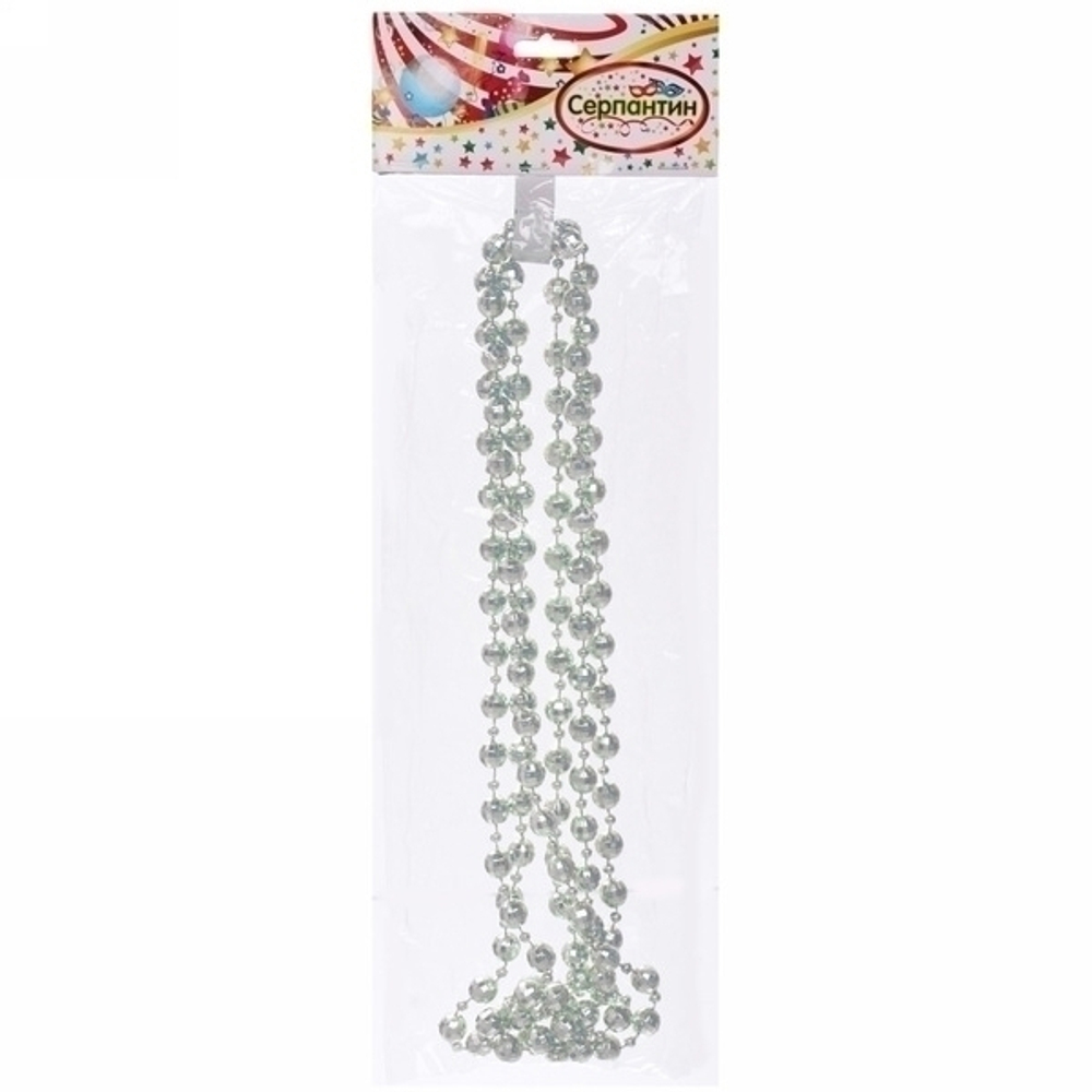 Бусы на ёлку 2м «Капельки», Перламутр