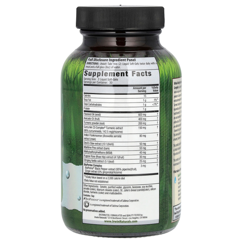 Irwin Naturals, Whole Body, комплекс с куркумой и куркумином C3, 60 капсул с жидкостью