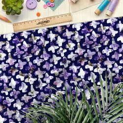 Ткань бифлекс завуалированная сирень на фиолетовом фоне