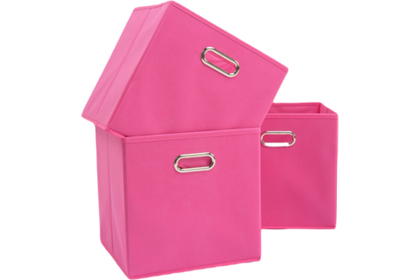 Набор складных коробок для хранения Home One, 30х30х30см, 3шт, металл. ручки, малиновый