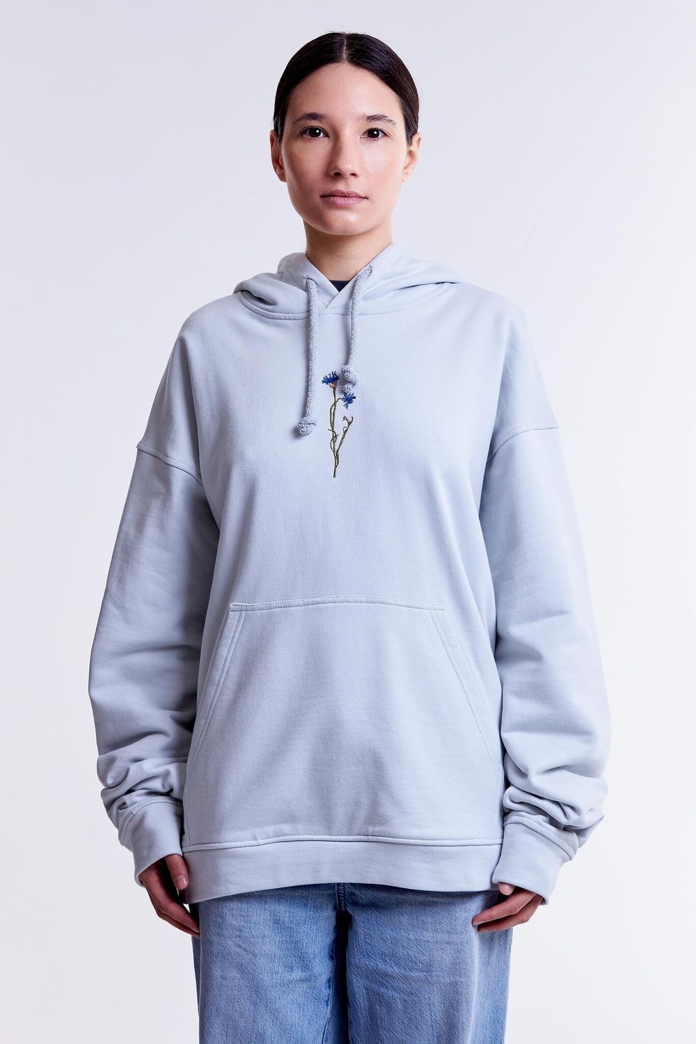 Худи Гербарий Василек Light серо-голубое