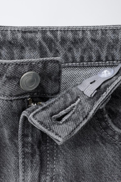 ZARA ДЖИНСЫ WIDE LEG СО СТРАЗАМИ, СЕРЫЙ