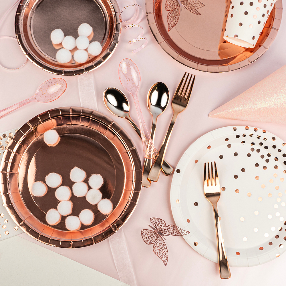 Столовые приборы в цвете розовое золото, металлик, 18 шт