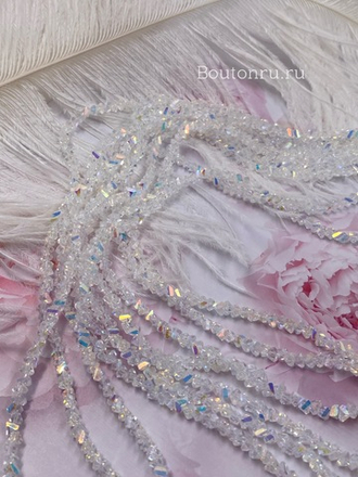 Бусины ювелирное стекло на нити прозрачный хамелеон