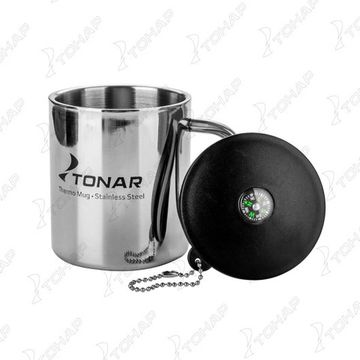Термокружка 350ML с пластиковой крышкой+карабин (T.TK-038-350) Тонар