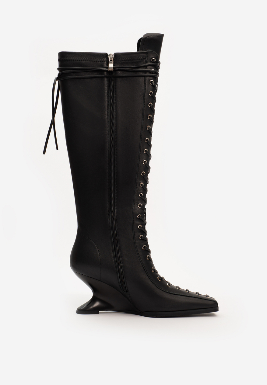 boot heel black leather