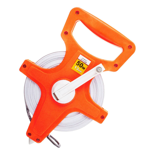 15-2-150 Мерная лента фибергласовая геодезическая, открытый пластик. корпус, лента из ПВХ, 50мх13мм