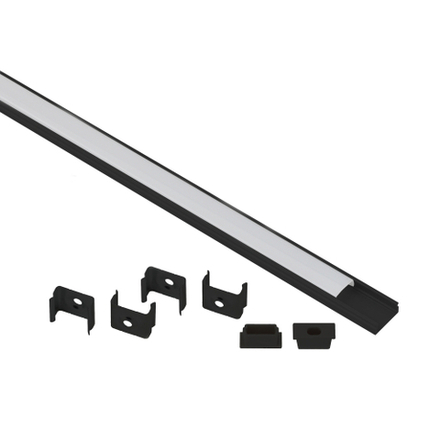 Комплект с накладным анодированным профилем ЭРА 1506B 15х6мм, 2м, черный САВ262