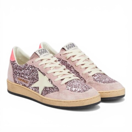 Кеды Golden Goose Ball Star glitter suede sneakers pink