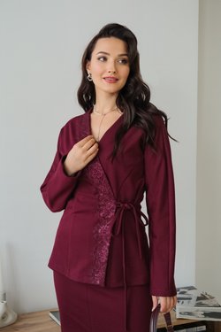 Кардиган из трикотажа джерси бургунди