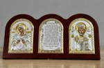 Триптих, Семистрельная БМ, Николай, Молитва, икона, красное дерево 320х160