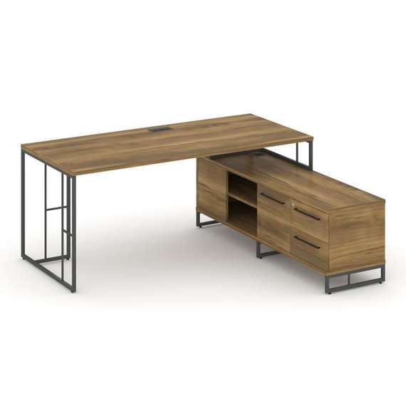 Rift Direct Стол руководителя на опорной тумбой RF.SRT-25 (R) Сандал Янтарный/Металл Антрацит/Черный