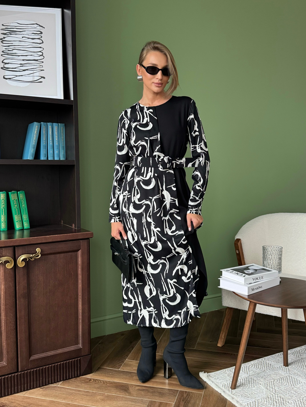 Платье комбинированное из вискоза