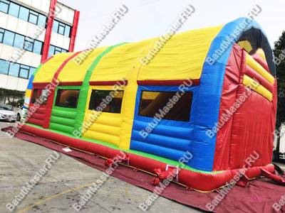 Надувной батут "Страна Сафария" с крышей и высокими горками 13*7*6 м