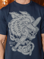 Футболка Варгградъ мужская синяя «Кусающий длань»