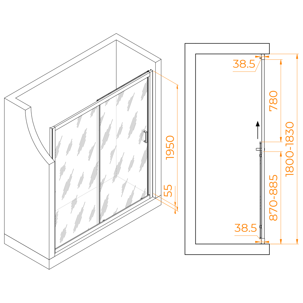 Душевая дверь RGW PA-016B (Прозрачное, 1800)