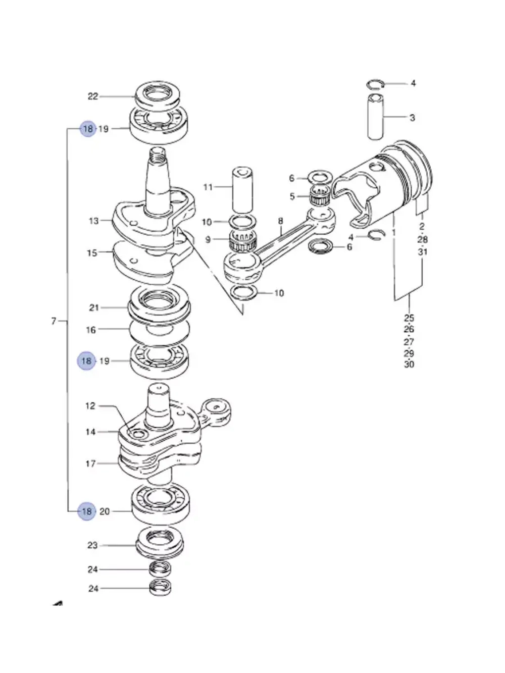 Подшипник коленвала Suzuki DT20-DT85